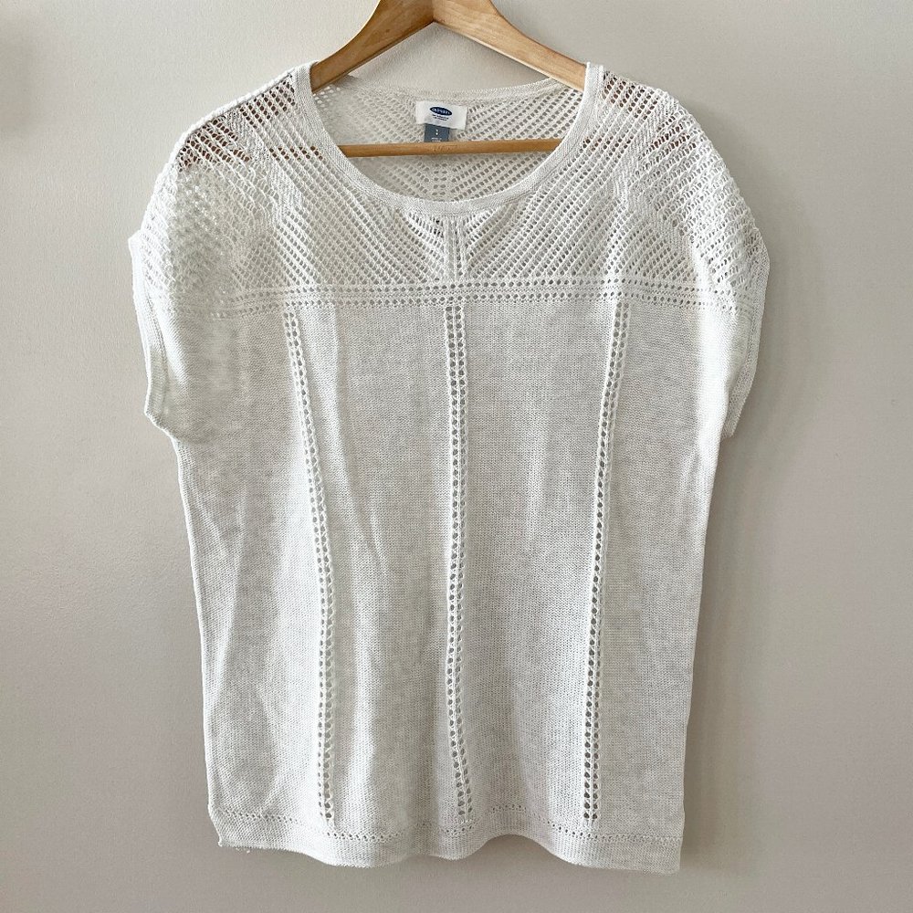 NWT Old Navy Pointelle Cap Sleeve Taupe Sweater S